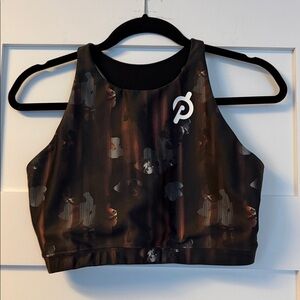 Peloton Black Floral High-Neck Sports Bra